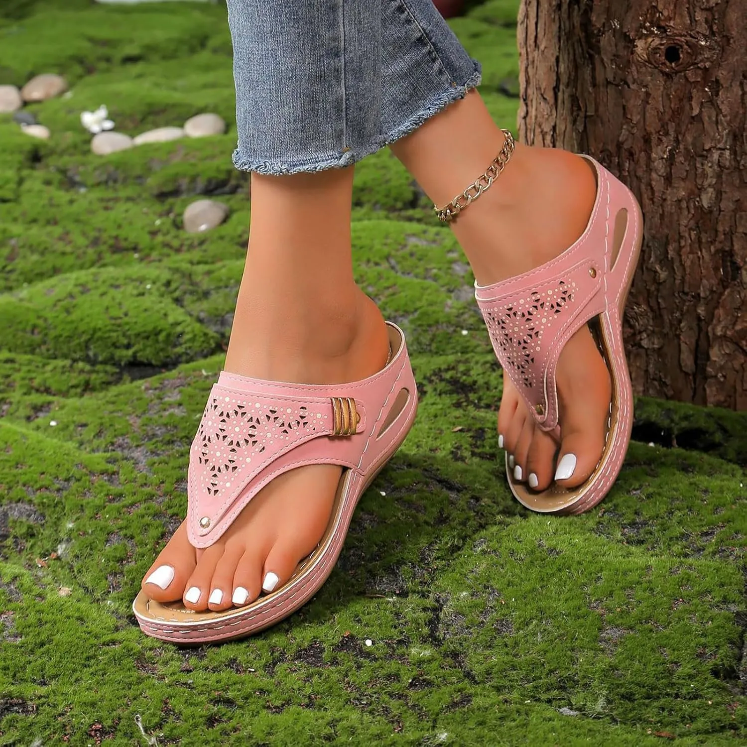 Orthotic Sandals for Women with Arch Support Spring Beach Slippers Orthopedic Womens Fashion Orthotic Flip Flops Yoga Mat Slides Comfort Plantar Fasciitis Slip on Flat Sandals Non Slip