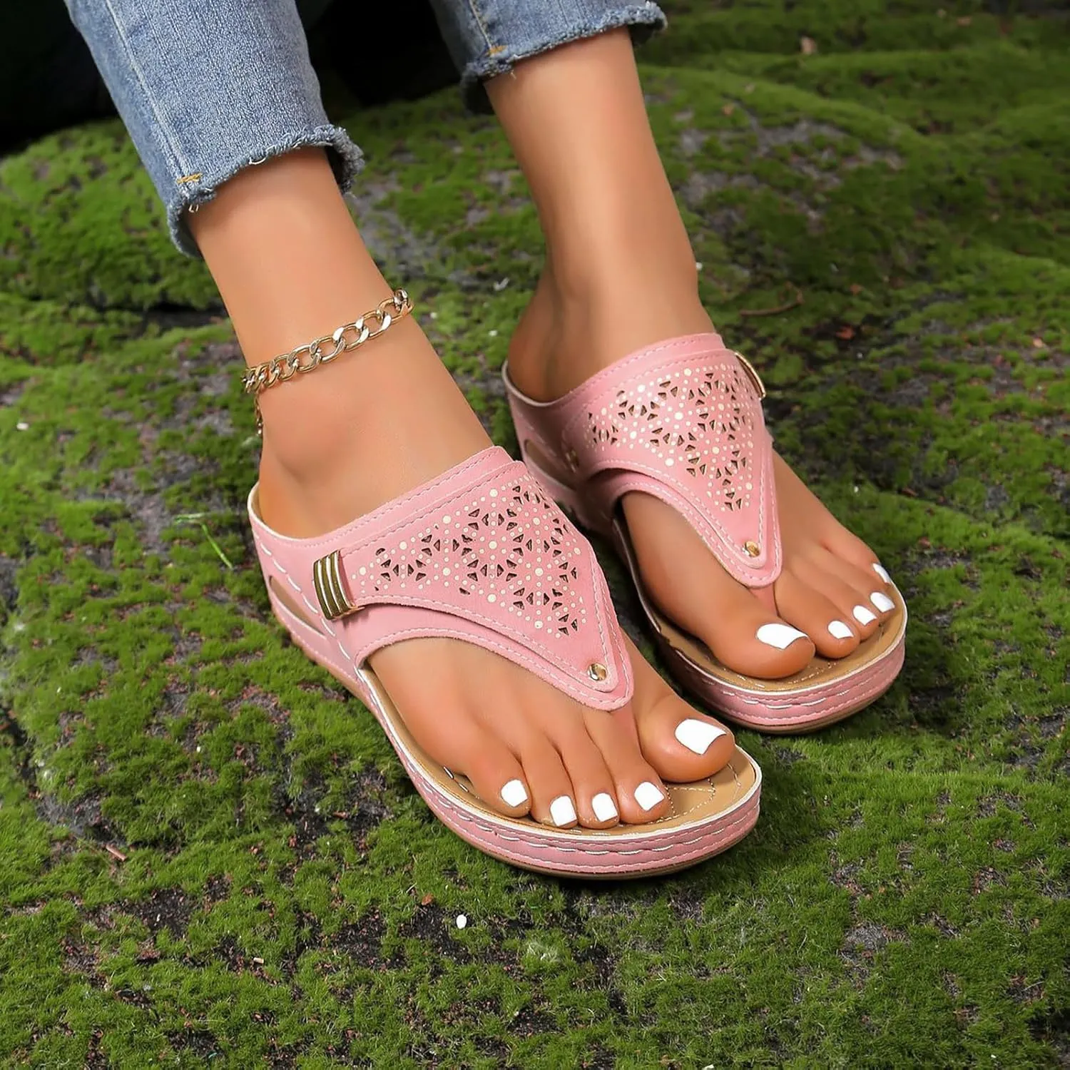 Orthotic Sandals for Women with Arch Support Spring Beach Slippers Orthopedic Womens Fashion Orthotic Flip Flops Yoga Mat Slides Comfort Plantar Fasciitis Slip on Flat Sandals Non Slip