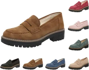 Orthoture-Orthopedic Platform Loafers Platform Loafers for Women Chunky Heel Slip-on Round Toe Comfort Chunky Loafer Shoes