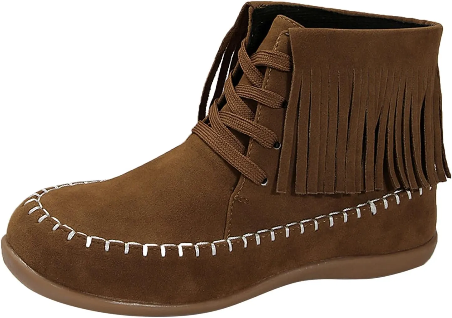 Platform Boots Women's Suede Ankle Boots Lace-Up Strappy Flat Booties Casual Short Pull On Fall Winter Bootie