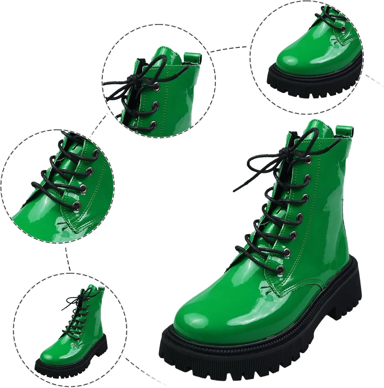 Platform Boots Women's Y2K Lug Sole Lace-Up Combat Boots Side Zipper Thick Platform Gothic Halloween Booties