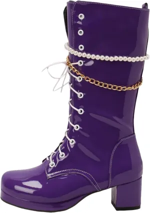 Platform Boots Women's Y2K Mid Calf Combat Boots Platform Lace-Up Thick Sole Zipper Casual Long Outdoor Bootie