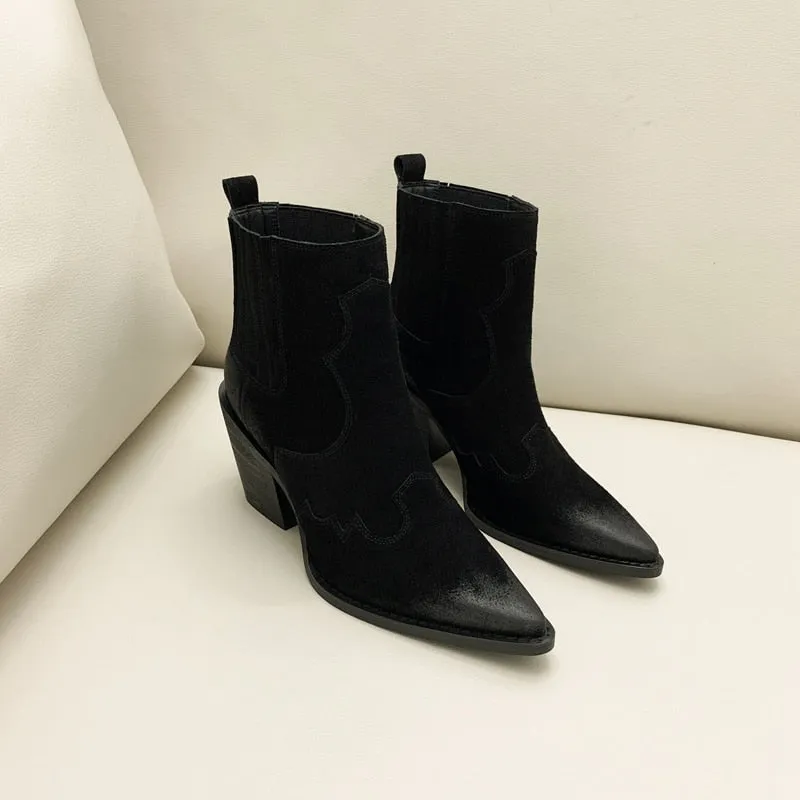 Pointed Toe Women's Mid Heel Boots