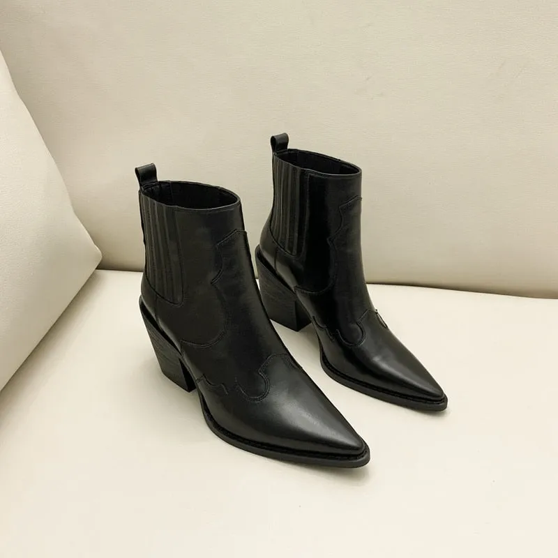 Pointed Toe Women's Mid Heel Boots