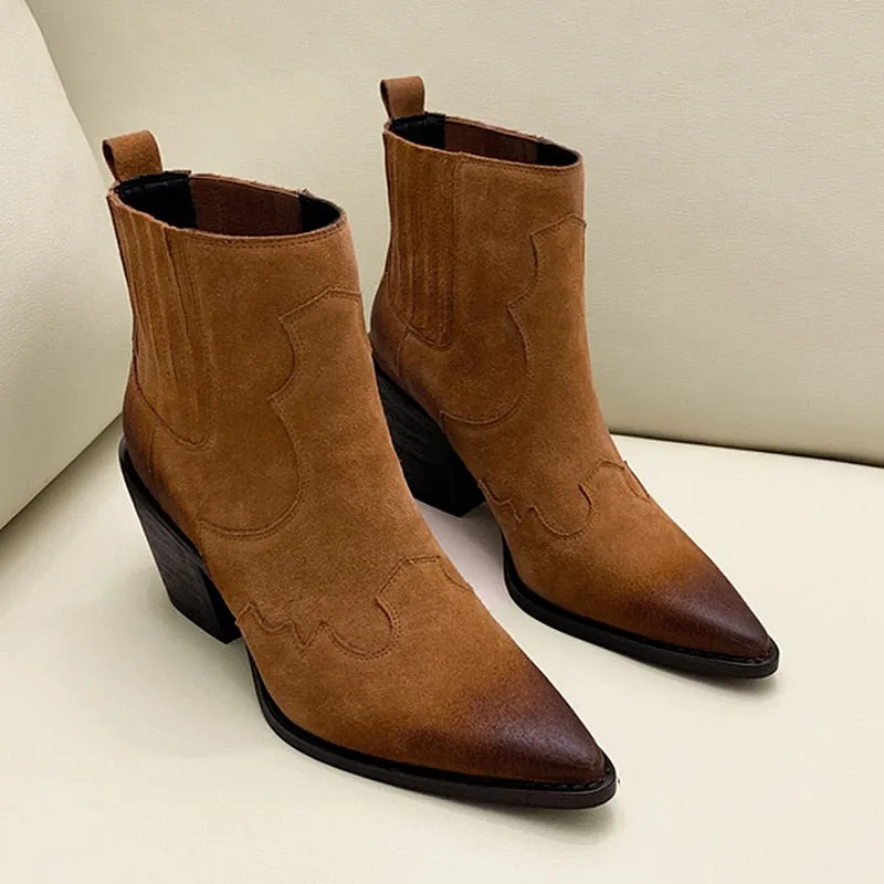 Pointed Toe Women's Mid Heel Boots
