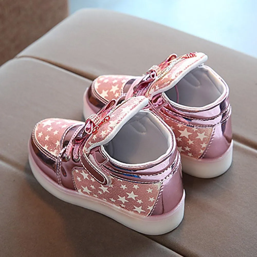 POLG Child Casual Shoes Fashion Baby Sneakers Running Sport Shoes Toddler Baby Sneakers Star Luminous Colorful Light Shoes (Pink-6#A, 2T)