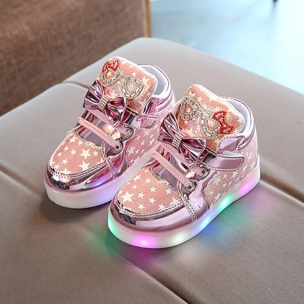 POLG Child Casual Shoes Fashion Baby Sneakers Running Sport Shoes Toddler Baby Sneakers Star Luminous Colorful Light Shoes (Pink-6#A, 2T)