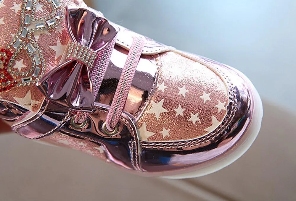POLG Child Casual Shoes Fashion Baby Sneakers Running Sport Shoes Toddler Baby Sneakers Star Luminous Colorful Light Shoes (Pink-6#A, 2T)