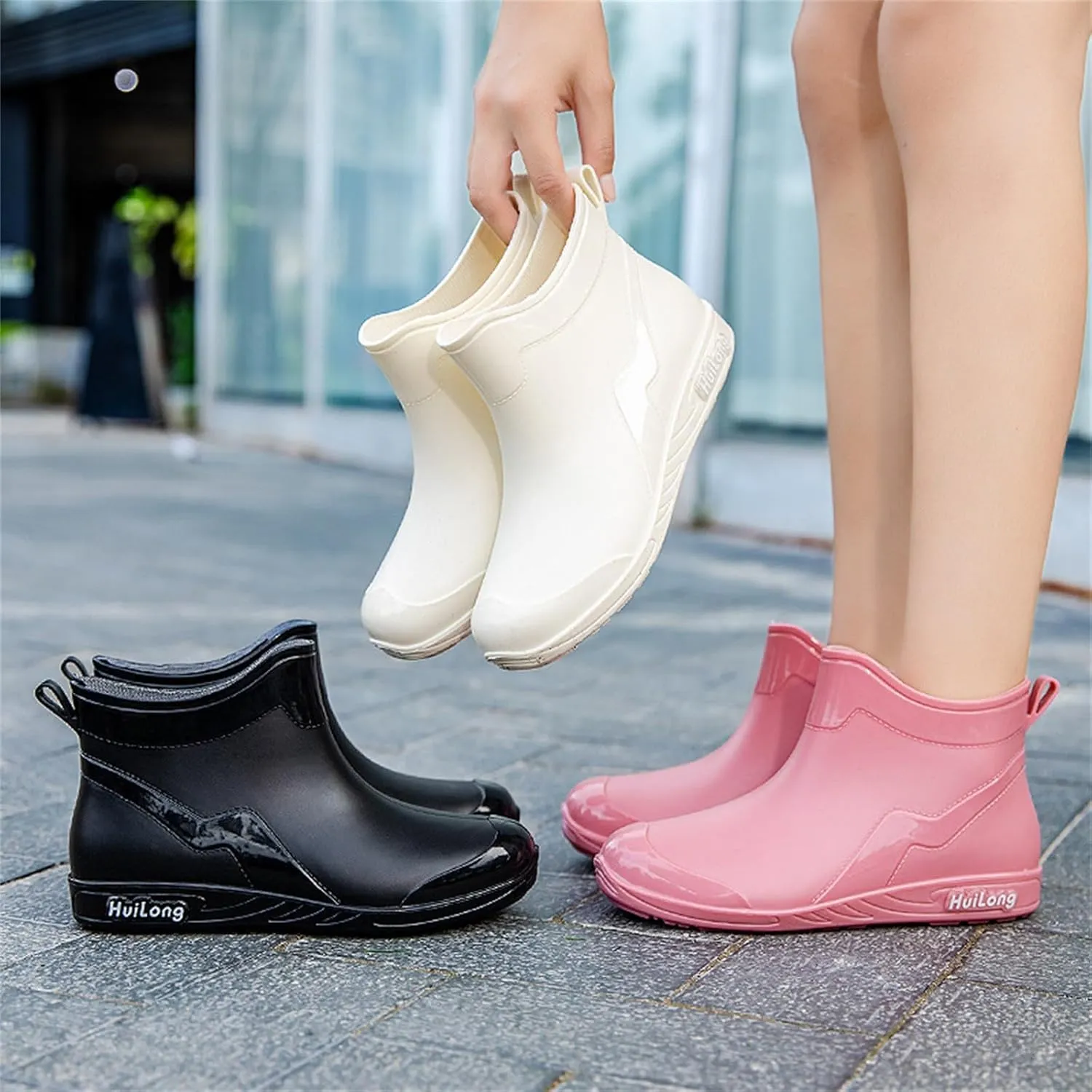 Rain Boots Women Knee High Booties Heels Barefoot Shoes Women's Mid Calf Rain Boots Waterproof Womens Winter Boots