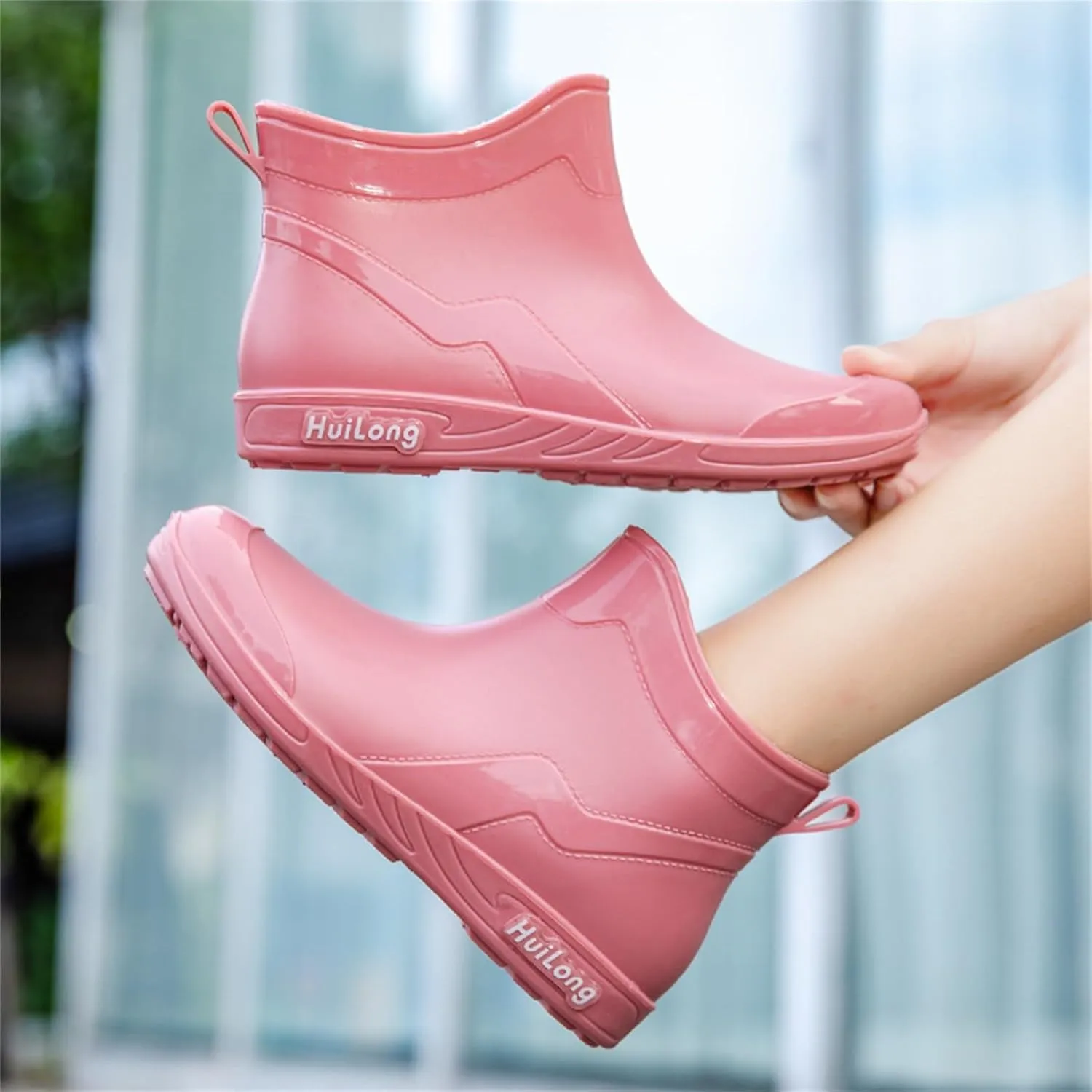 Rain Boots Women Knee High Booties Heels Barefoot Shoes Women's Mid Calf Rain Boots Waterproof Womens Winter Boots