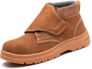 Safety Shoes Men, Safety Shoes for Women, Steel Toe Cap Trainers Mens Womens Lightweight Breathable Safety Industrial Work Shoes (Color : Brown, Size : 5 US)
