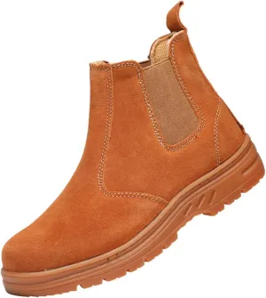 Safety Shoes Men, Safety Shoes for Women, Steel Toe Cap Trainers Mens Womens Lightweight Breathable Safety Industrial Work Shoes (Color : Brown, Size : 5 US)
