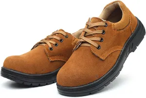 Safety Trainers for Men Women, Lightweight Safety Footwear Steel Toe Cap Shoes Breathable Safety Shoes Work Shoes Work Trainer Construction Shoes (Color : Brown, Size : 5.5 US)