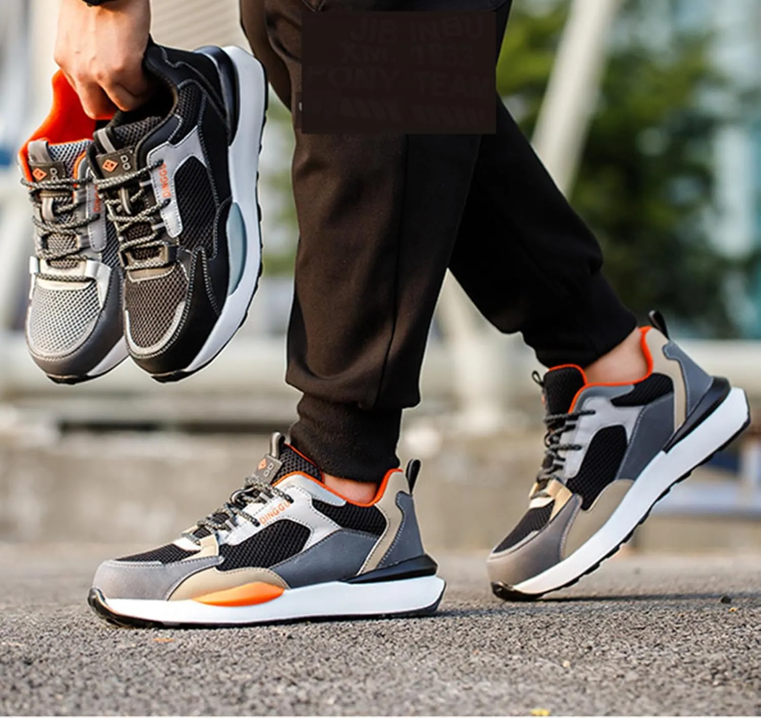 Safety Trainers Men Steel Toe Cap Trainers Work Construction Breathable Safety Shoes Non Slip Sneakers