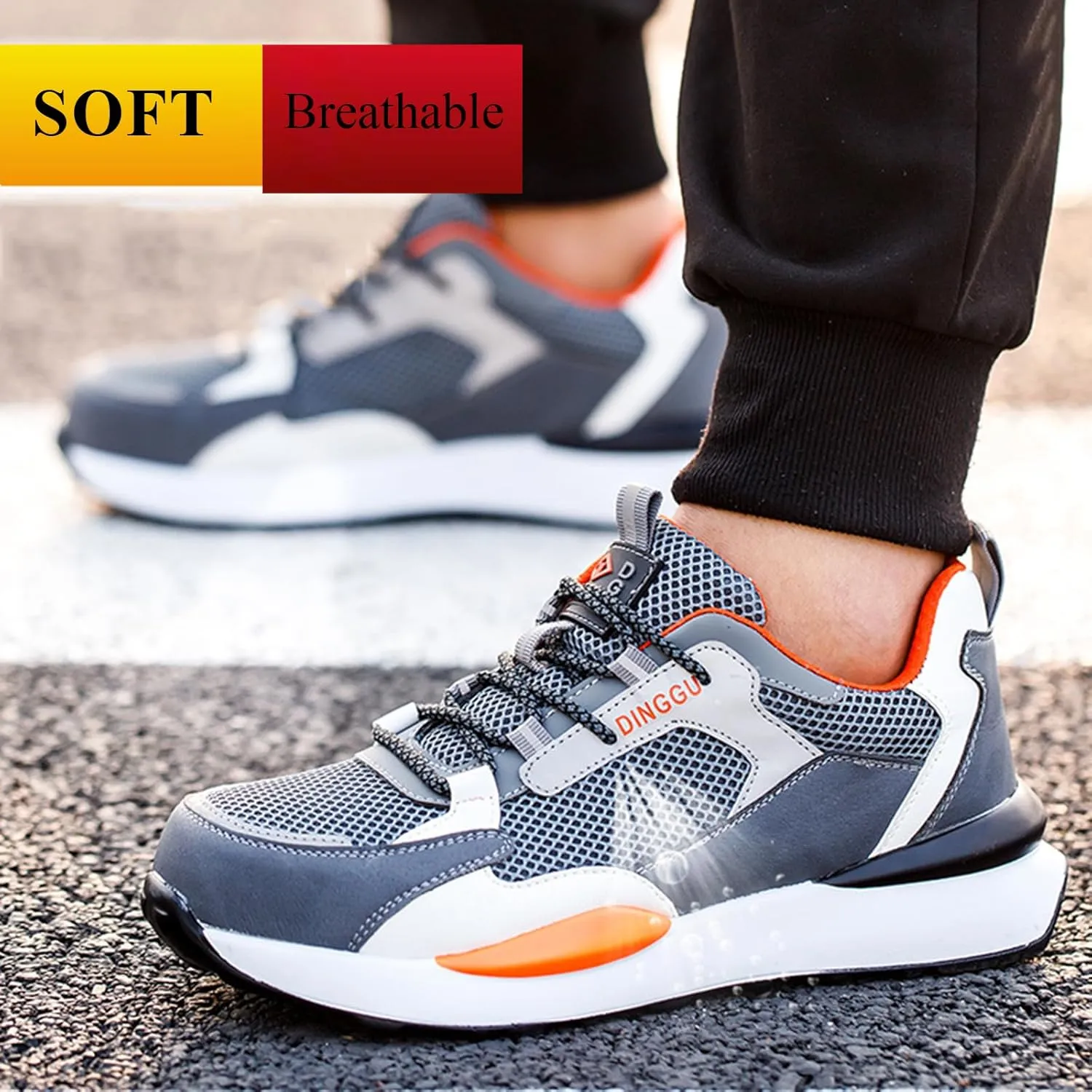 Safety Trainers Men Steel Toe Cap Trainers Work Construction Breathable Safety Shoes Non Slip Sneakers