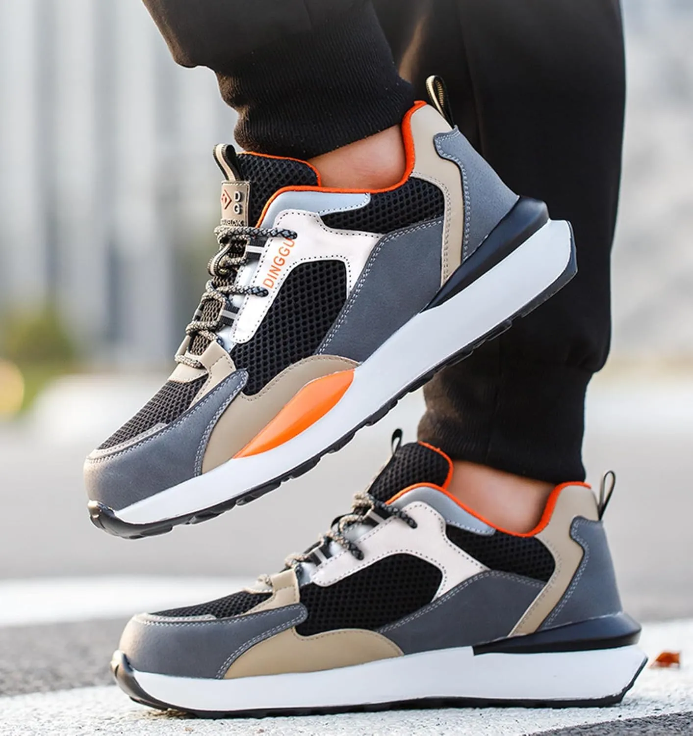 Safety Trainers Men Steel Toe Cap Trainers Work Construction Breathable Safety Shoes Non Slip Sneakers