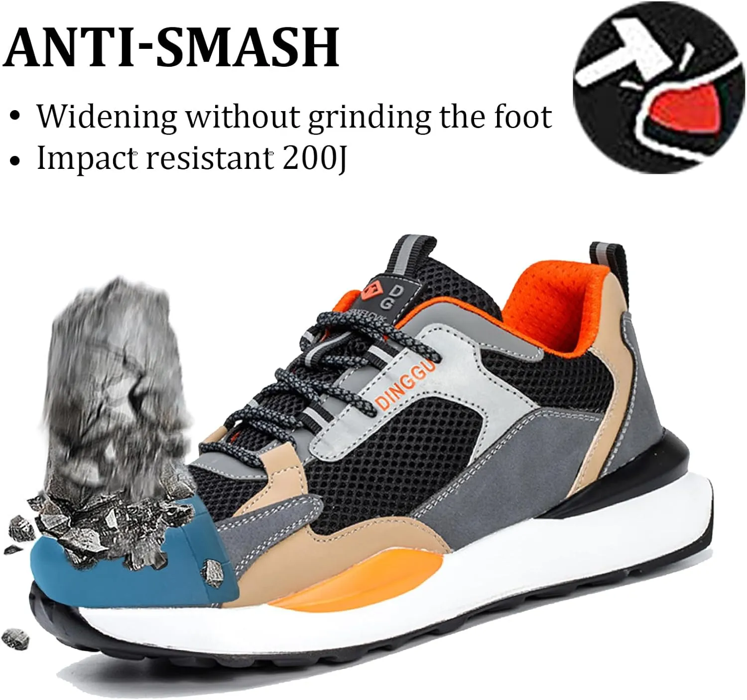 Safety Trainers Men Steel Toe Cap Trainers Work Construction Breathable Safety Shoes Non Slip Sneakers