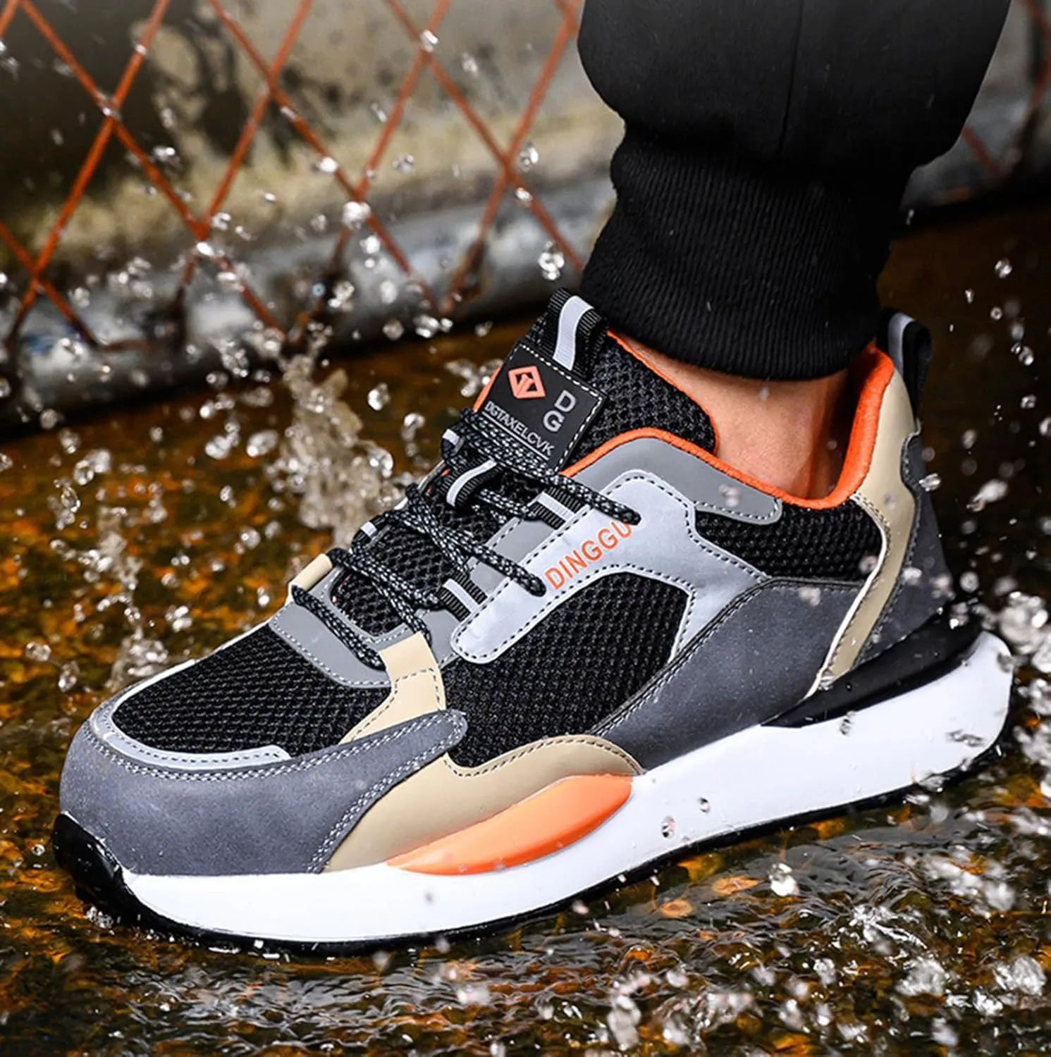 Safety Trainers Men Steel Toe Cap Trainers Work Construction Breathable Safety Shoes Non Slip Sneakers