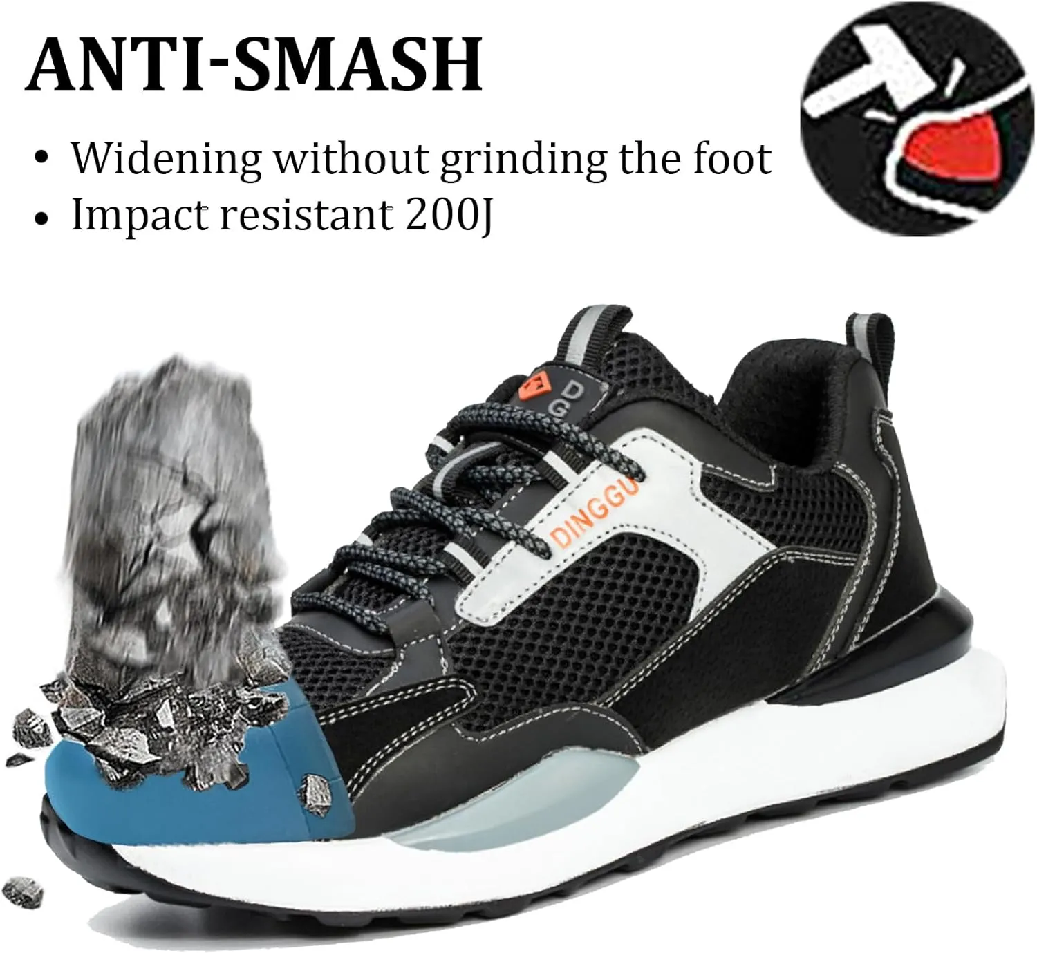 Safety Trainers Men Steel Toe Cap Trainers Work Construction Breathable Safety Shoes Non Slip Sneakers