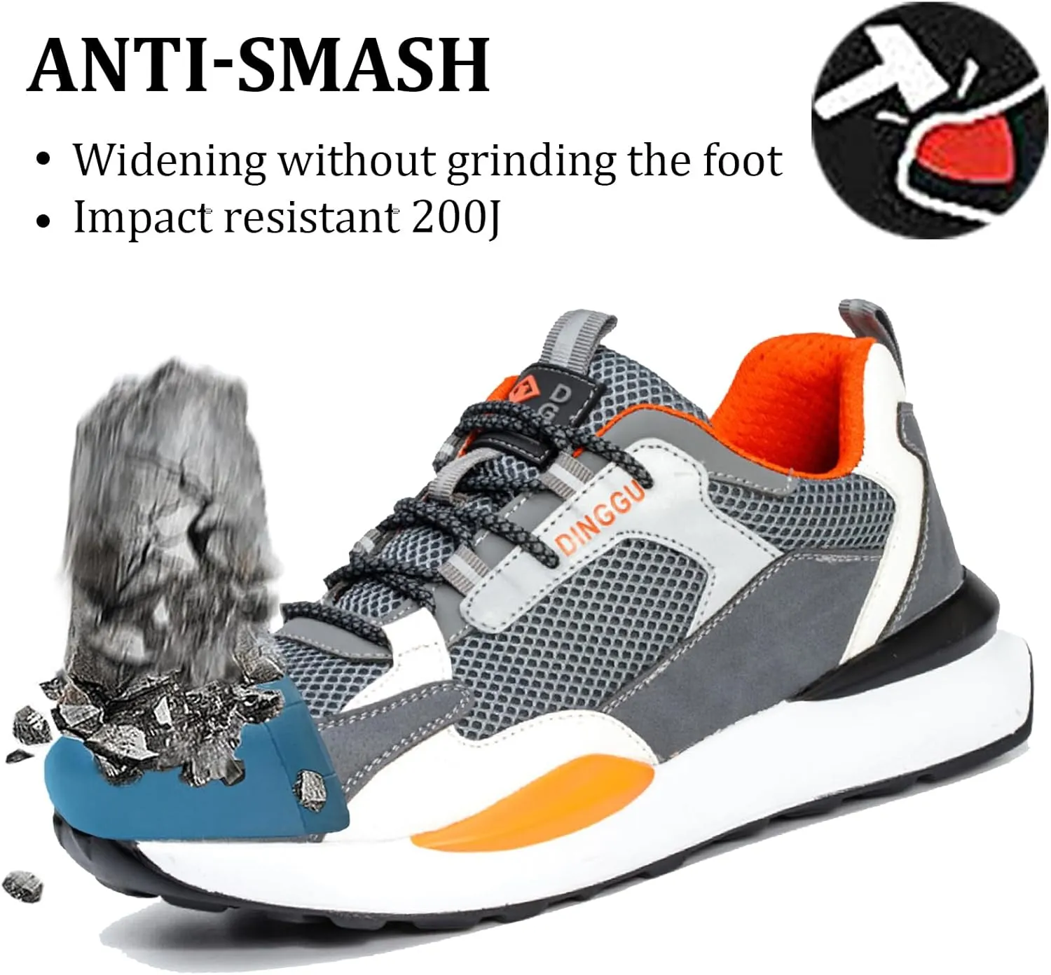 Safety Trainers Men Steel Toe Cap Trainers Work Construction Breathable Safety Shoes Non Slip Sneakers