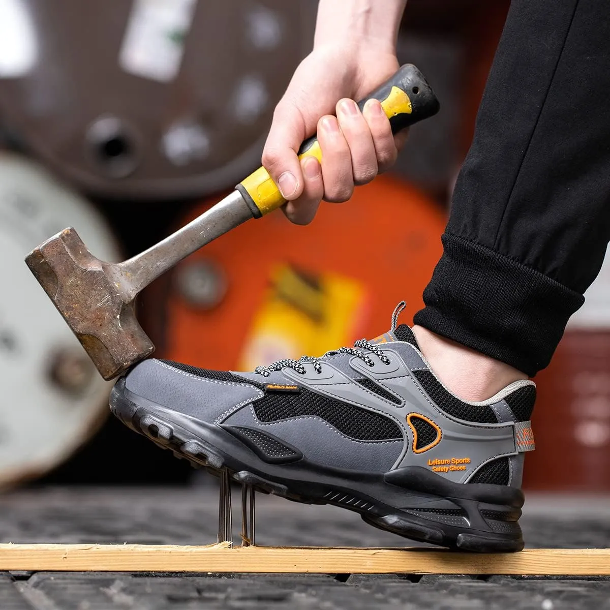 Safety Trainers Men's Steel Toe Cap Trainers Lightweight Safety Shoes for Men Breathable Work Boots