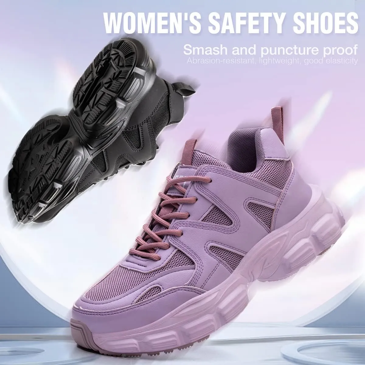 Safety Trainers Women's Steel Toe Cap Trainers Lightweight Safety Shoes for Women Breathable Work Boots