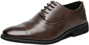 Santimon Men's Dress Oxford Shoes Classic Brogues Style Lace Up Formal Derby Shoes Casual Office Business Shoes