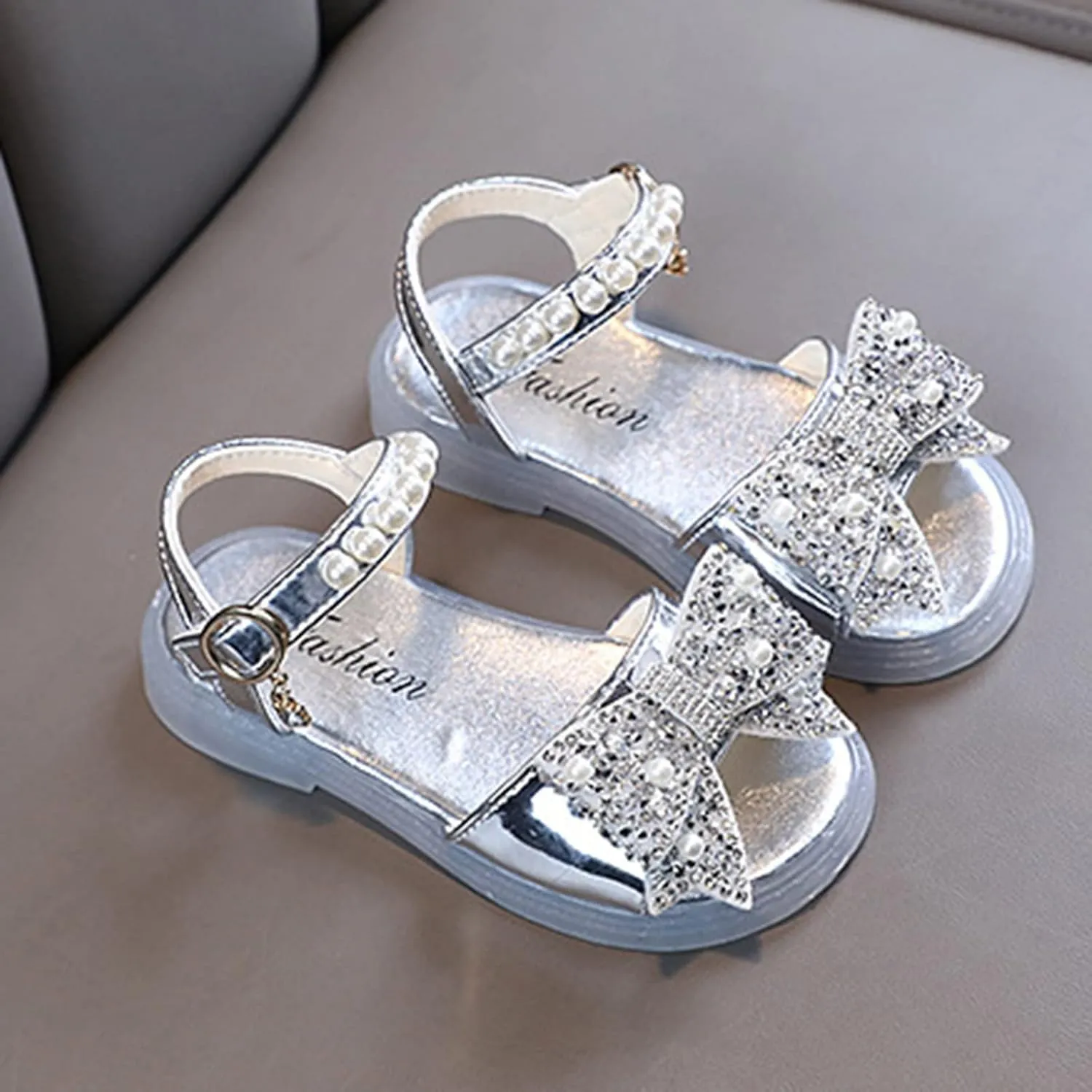 sfdgfhyf 1 to 8Years Toddler Flat Sole Foot Warmer Popular Summer Comfortable Shiny Soft Bottom Bow Princess Children