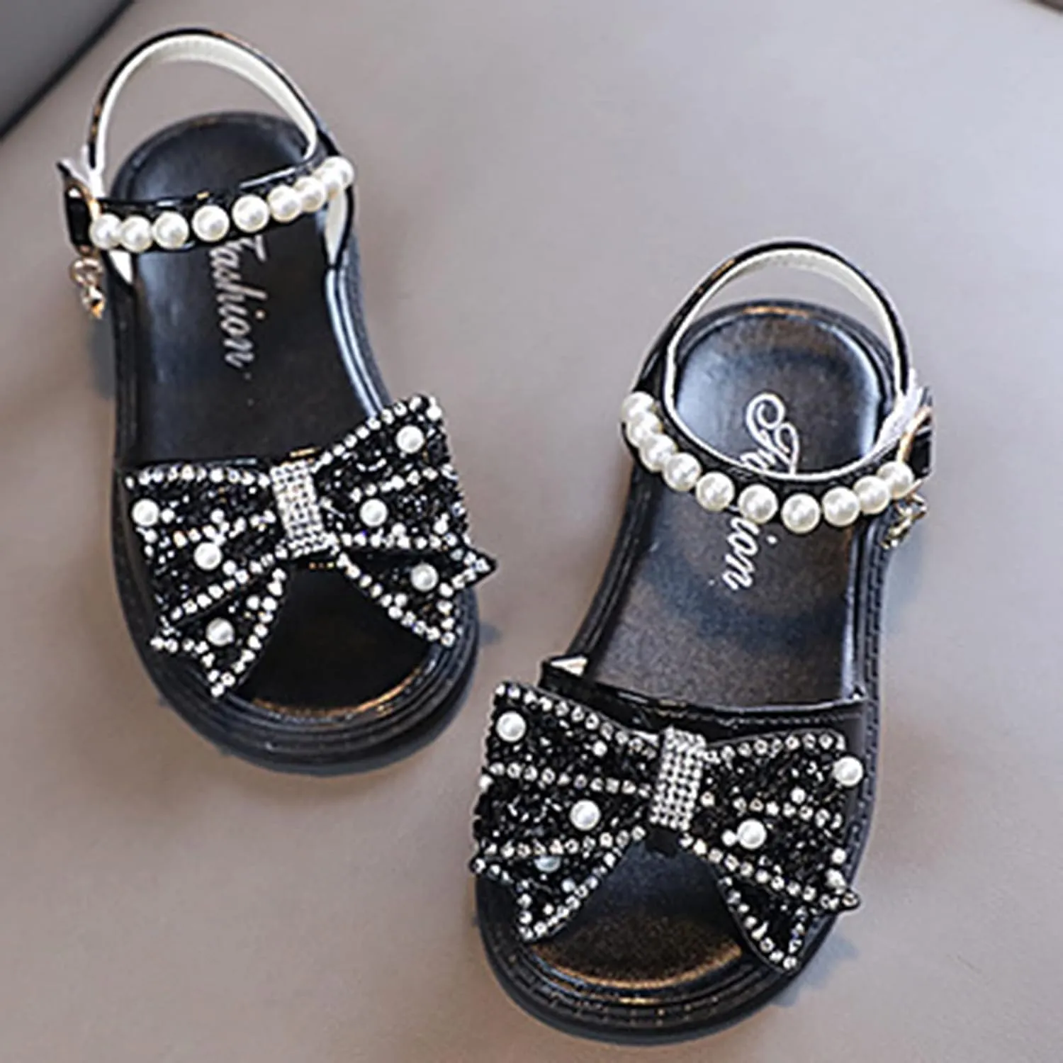 sfdgfhyf 1 to 8Years Toddler Flat Sole Foot Warmer Popular Summer Comfortable Shiny Soft Bottom Bow Princess Children