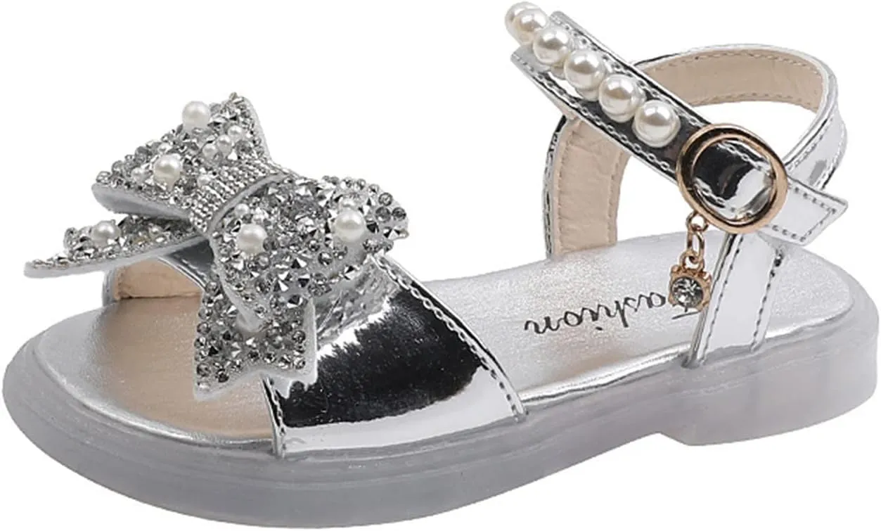 sfdgfhyf 1 to 8Years Toddler Flat Sole Foot Warmer Popular Summer Comfortable Shiny Soft Bottom Bow Princess Children