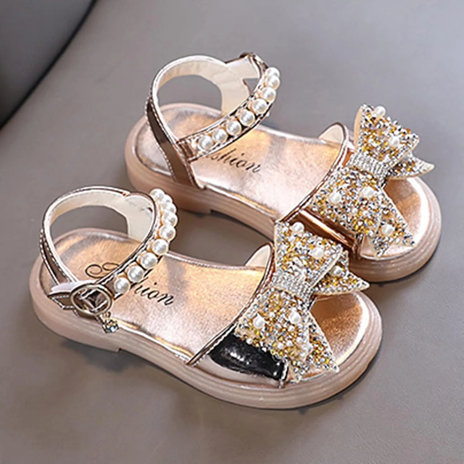sfdgfhyf 1 to 8Years Toddler Flat Sole Foot Warmer Popular Summer Comfortable Shiny Soft Bottom Bow Princess Children