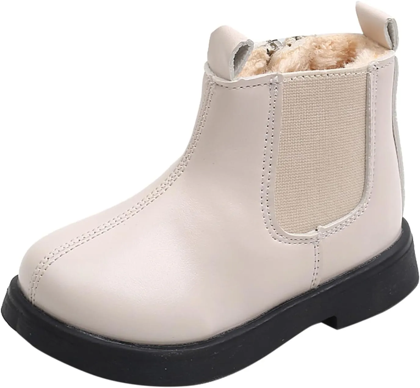 sfdgfhyf Autumn Boots Little Kid Toddler Boots Boys Girls Waterpoor Ankle Boots Side Zipper Booties Fleece Windproof