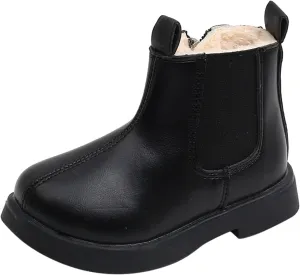 sfdgfhyf Autumn Boots Little Kid Toddler Boots Boys Girls Waterpoor Ankle Boots Side Zipper Booties Fleece Windproof
