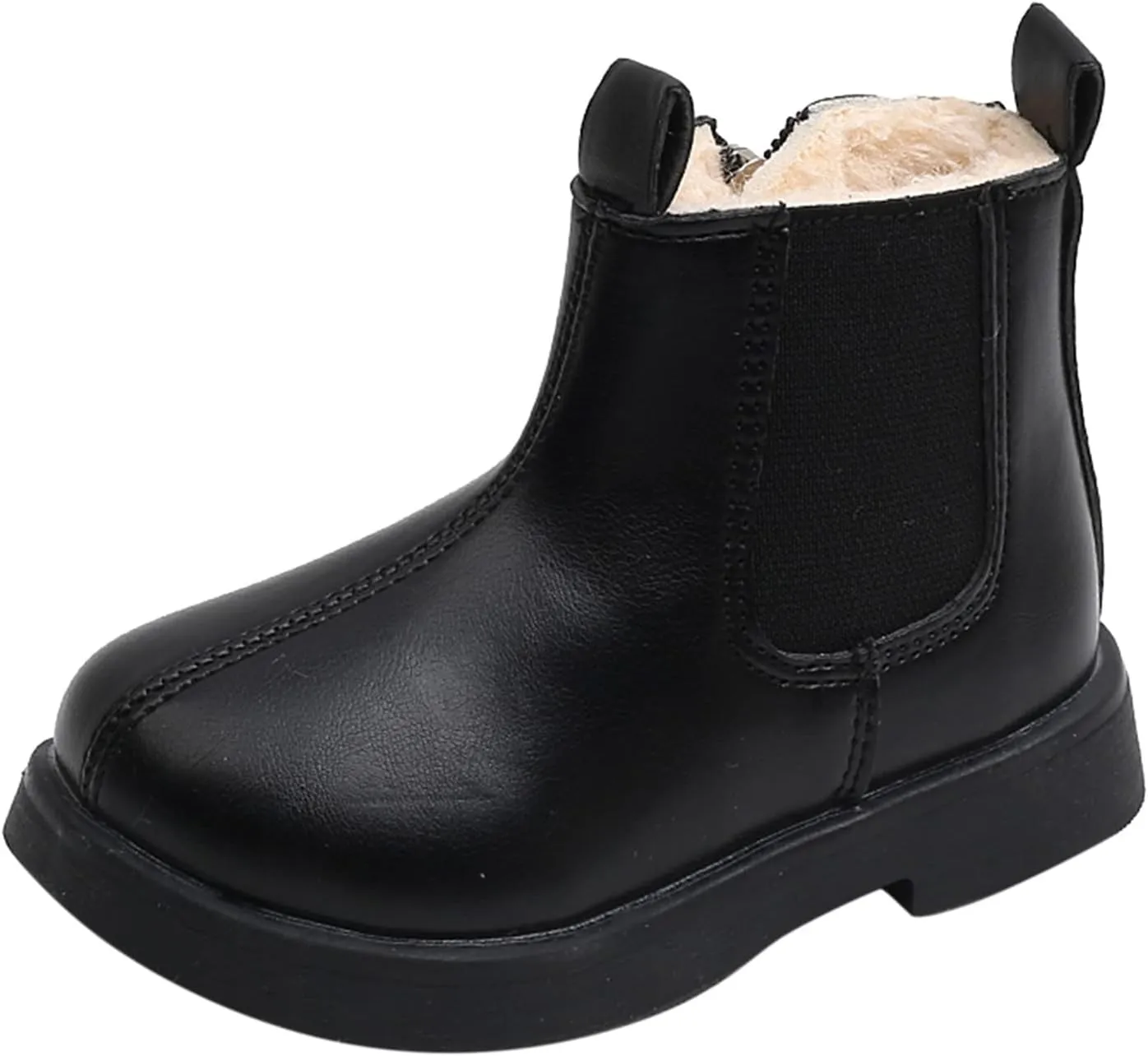 sfdgfhyf Autumn Boots Little Kid Toddler Boots Boys Girls Waterpoor Ankle Boots Side Zipper Booties Fleece Windproof