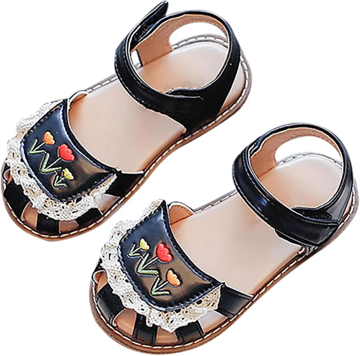 sfdgfhyf Casual Shoes for Kids Girls Casual Sticky Light Weight Adjustable Straps Summer Little Child/Big Sandals