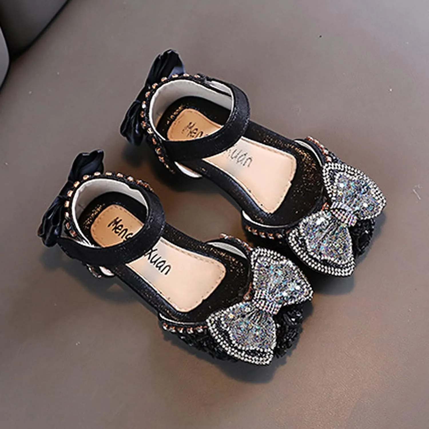 sfdgfhyf Girls Comfortable Shoes Fashion Spring Summer Girls' Sandals Dress Dance Show Princess Shoes Flat (Black, 7 Toddler)