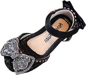 sfdgfhyf Girls Comfortable Shoes Fashion Spring Summer Girls' Sandals Dress Dance Show Princess Shoes Flat (Black, 7 Toddler)