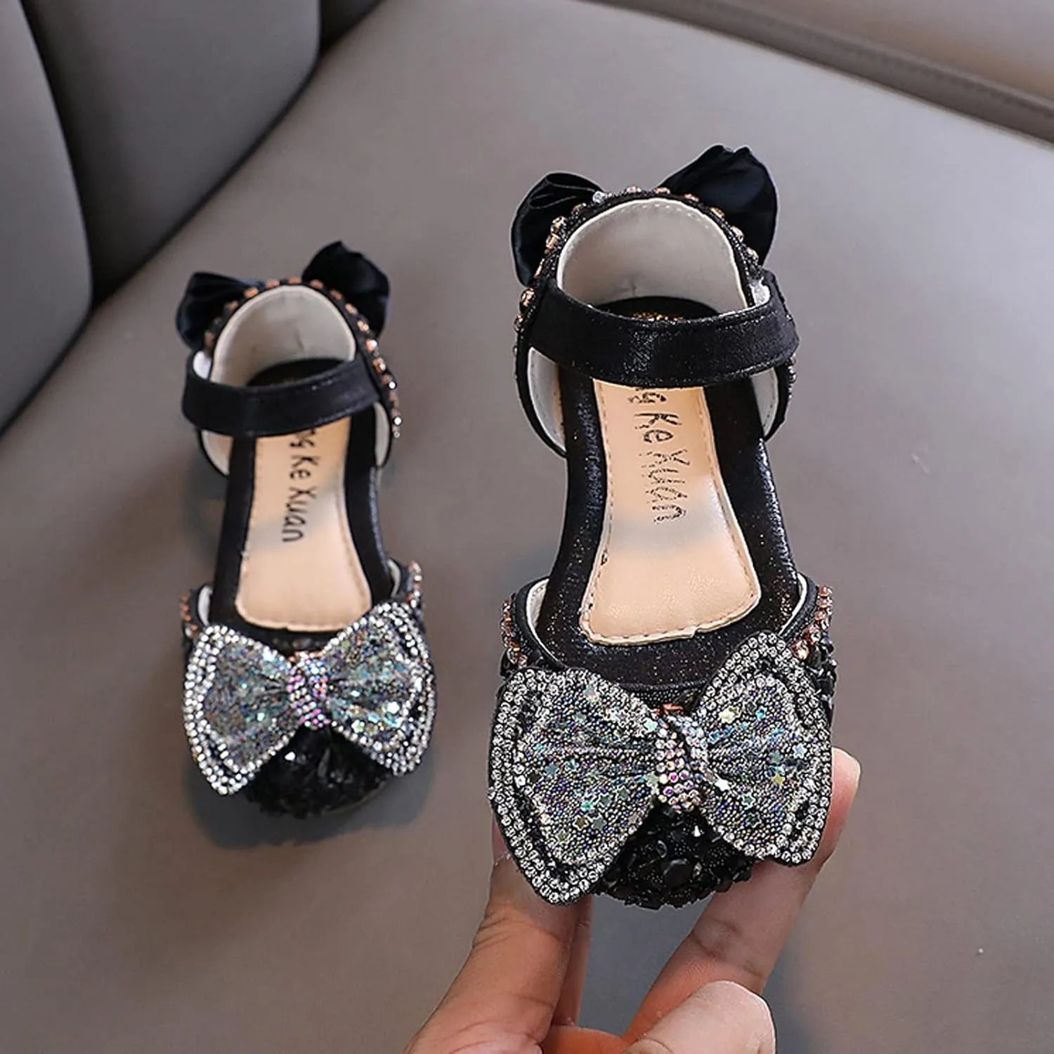 sfdgfhyf Girls Comfortable Shoes Fashion Spring Summer Girls' Sandals Dress Dance Show Princess Shoes Flat (Black, 7 Toddler)