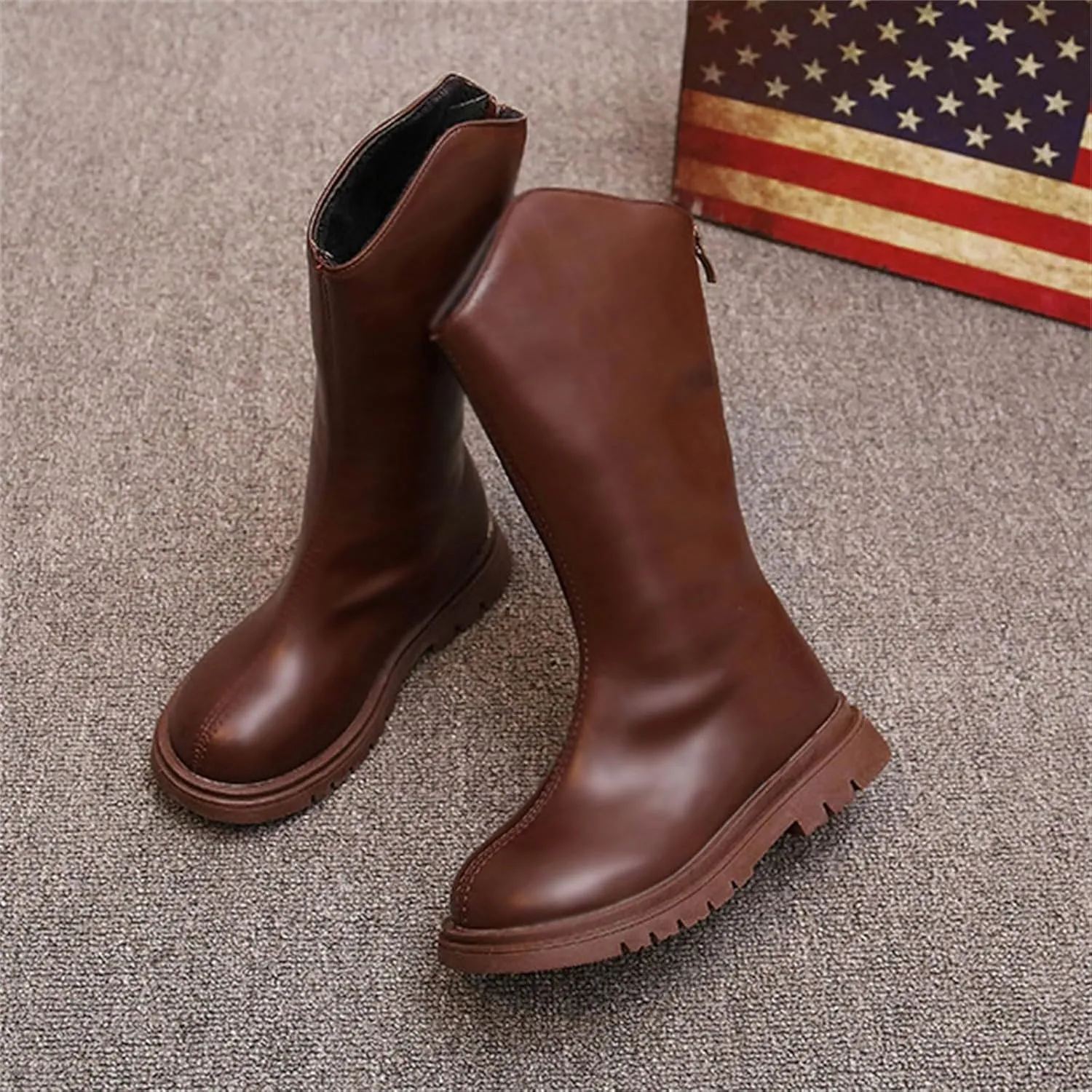 sfdgfhyf House Shoes for Toddler Winter Girls' Ankle Boots Mid Leg Solid Color Zipper Classic Everything For 3 To 12