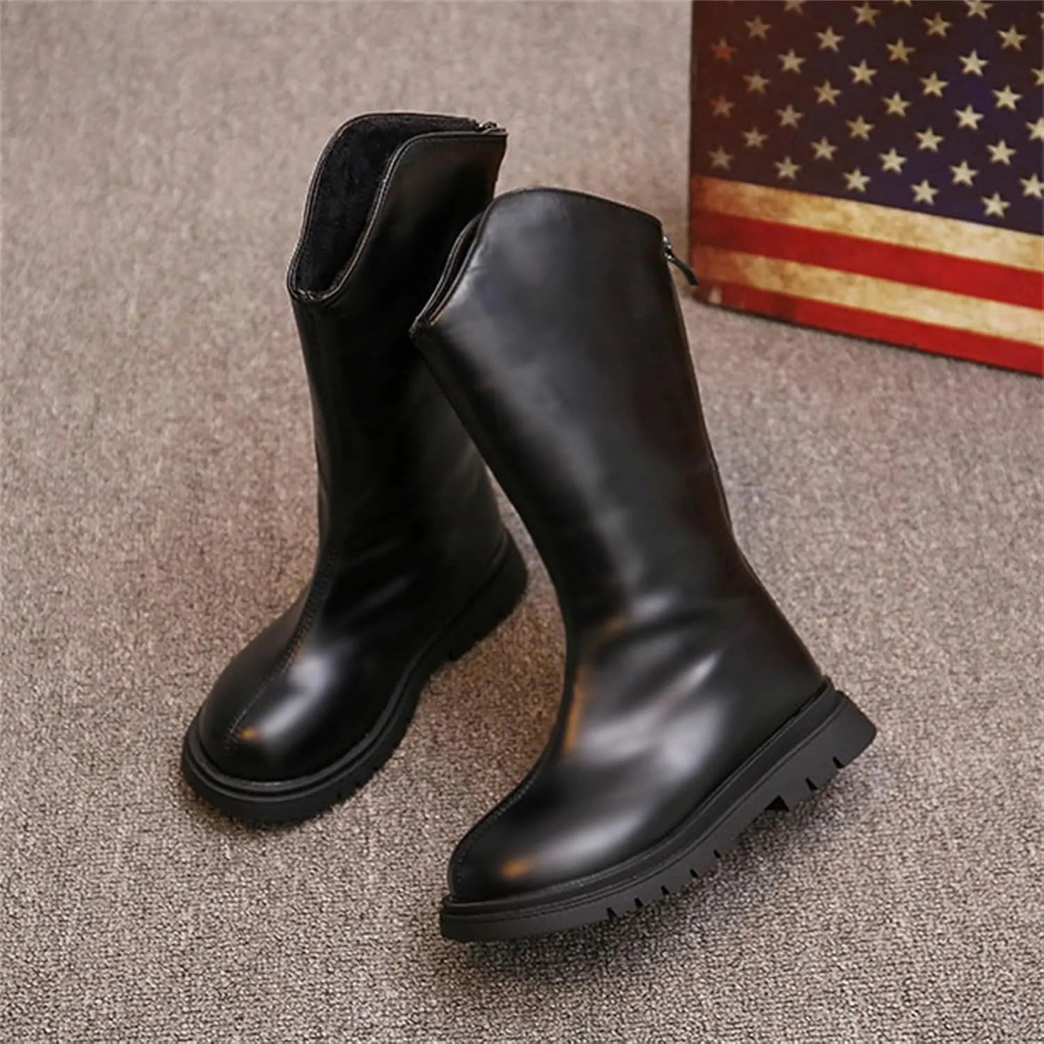 sfdgfhyf House Shoes for Toddler Winter Girls' Ankle Boots Mid Leg Solid Color Zipper Classic Everything For 3 To 12