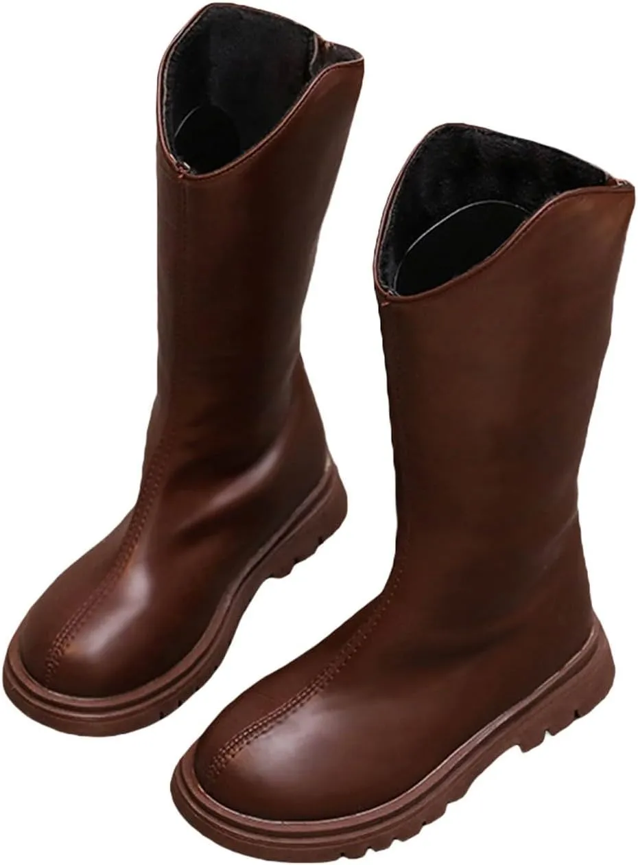 sfdgfhyf House Shoes for Toddler Winter Girls' Ankle Boots Mid Leg Solid Color Zipper Classic Everything For 3 To 12