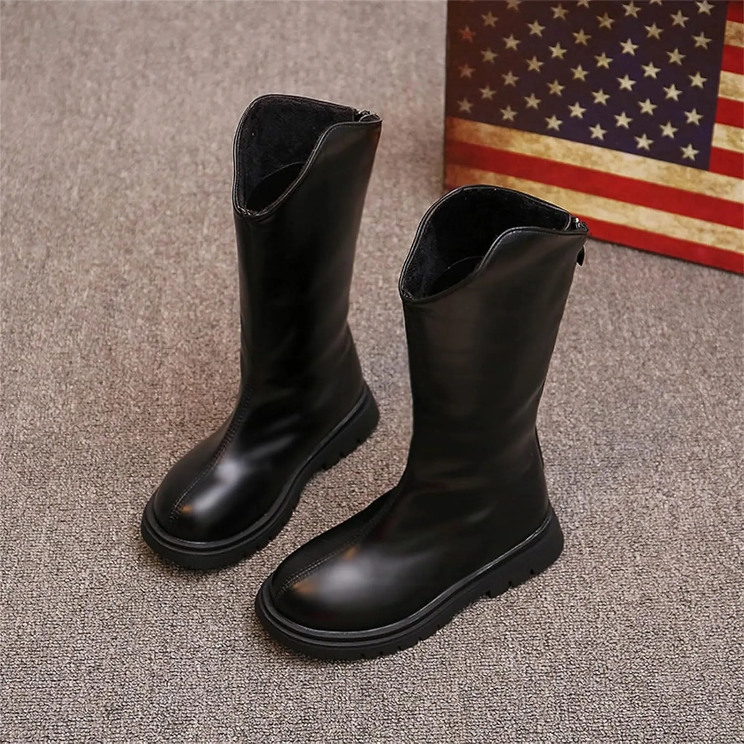 sfdgfhyf House Shoes for Toddler Winter Girls' Ankle Boots Mid Leg Solid Color Zipper Classic Everything For 3 To 12