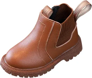 sfdgfhyf Solid Color Shoes for Little Kid Girls Boys Child Ankle Boots Low Heel Booties Fashion Side Zipper Short Flat