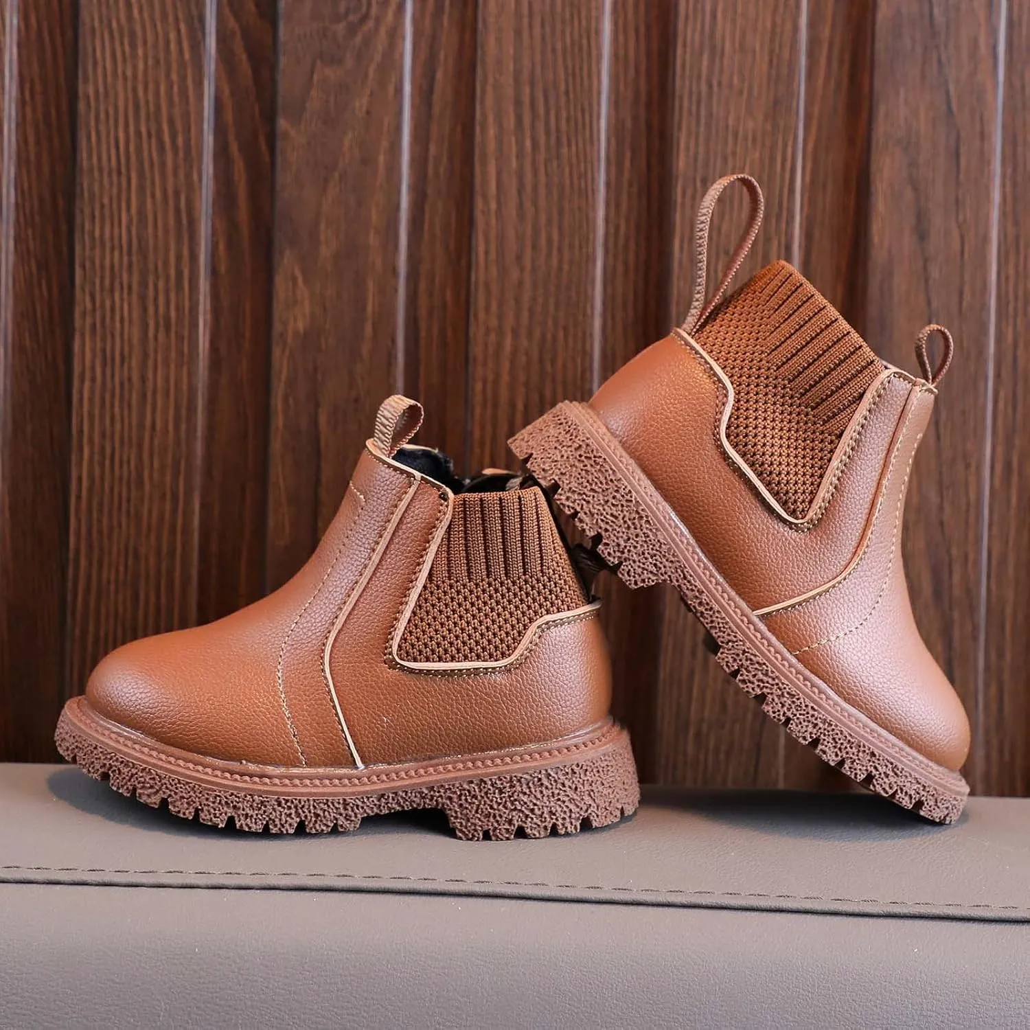 sfdgfhyf Solid Color Shoes for Little Kid Girls Boys Child Ankle Boots Low Heel Booties Fashion Side Zipper Short Flat