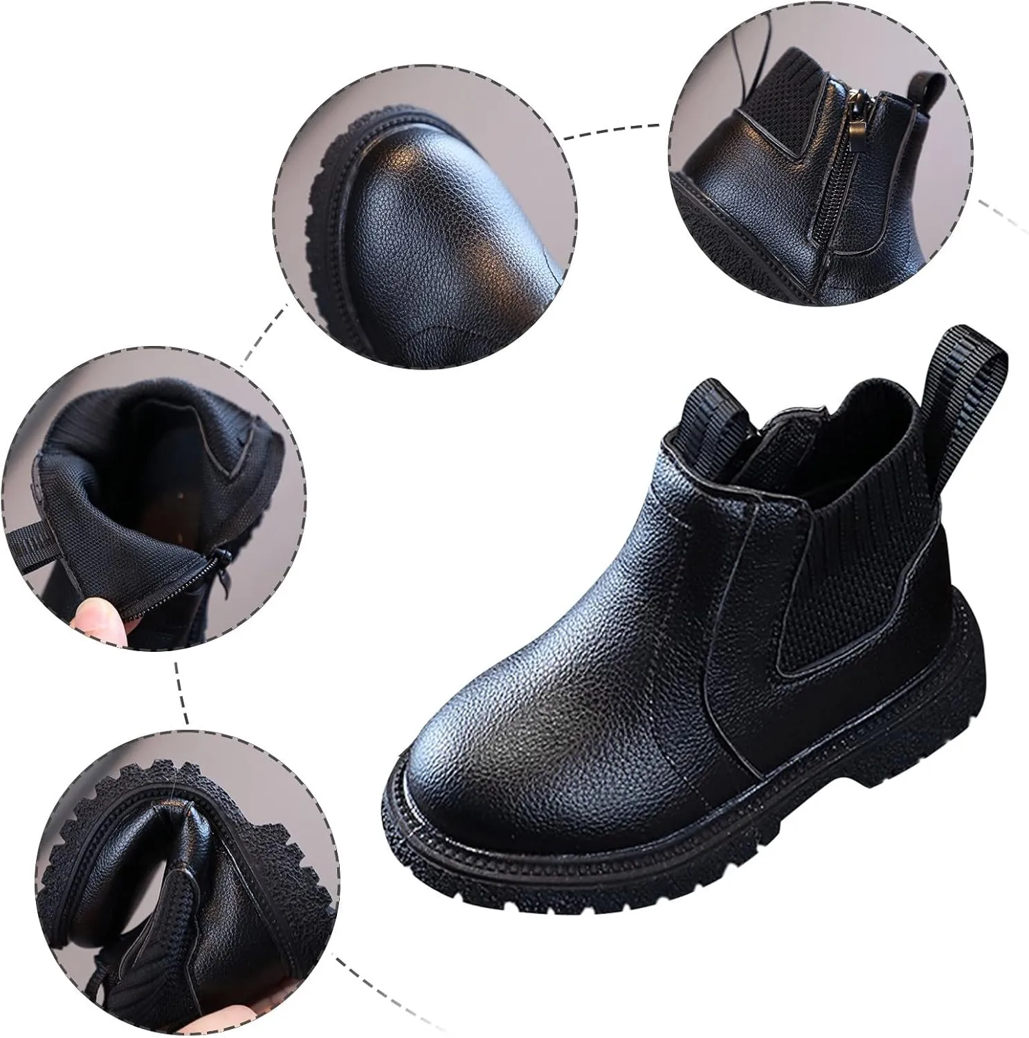 sfdgfhyf Solid Color Shoes for Little Kid Girls Boys Child Ankle Boots Low Heel Booties Fashion Side Zipper Short Flat