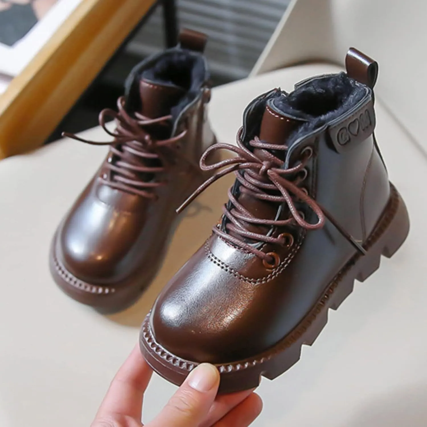 sfdgfhyf Warm Boots for Little Kid Fashion Spring Autumn Children Boots Boys Girls Ankle Boots Thick Bottom Non Slip