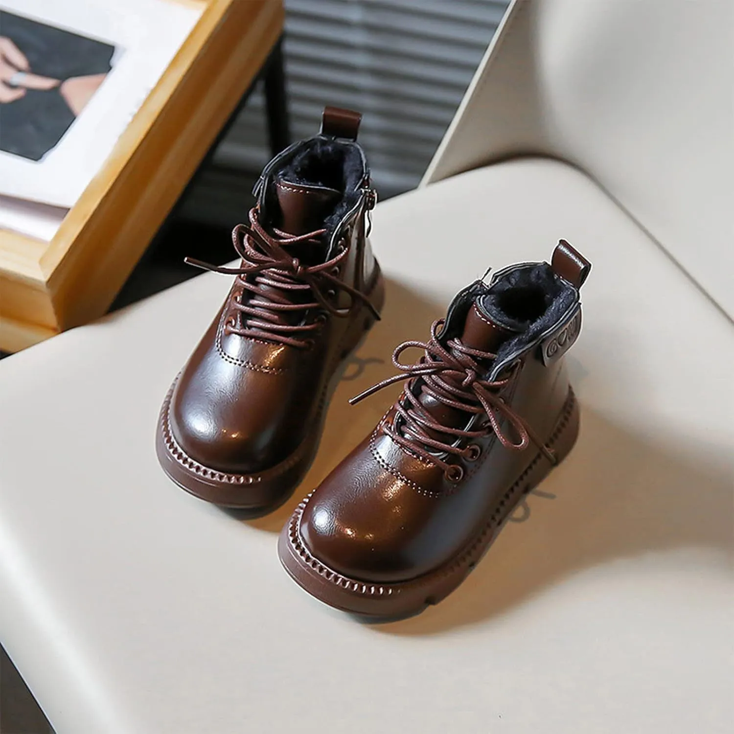 sfdgfhyf Warm Boots for Little Kid Fashion Spring Autumn Children Boots Boys Girls Ankle Boots Thick Bottom Non Slip