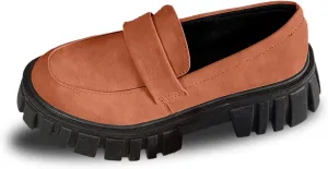 Slip-On Loafers for Women Leather Work Shoe Chunky Business Shoe Comfortable Dress Shoes Casual Platform Shoes