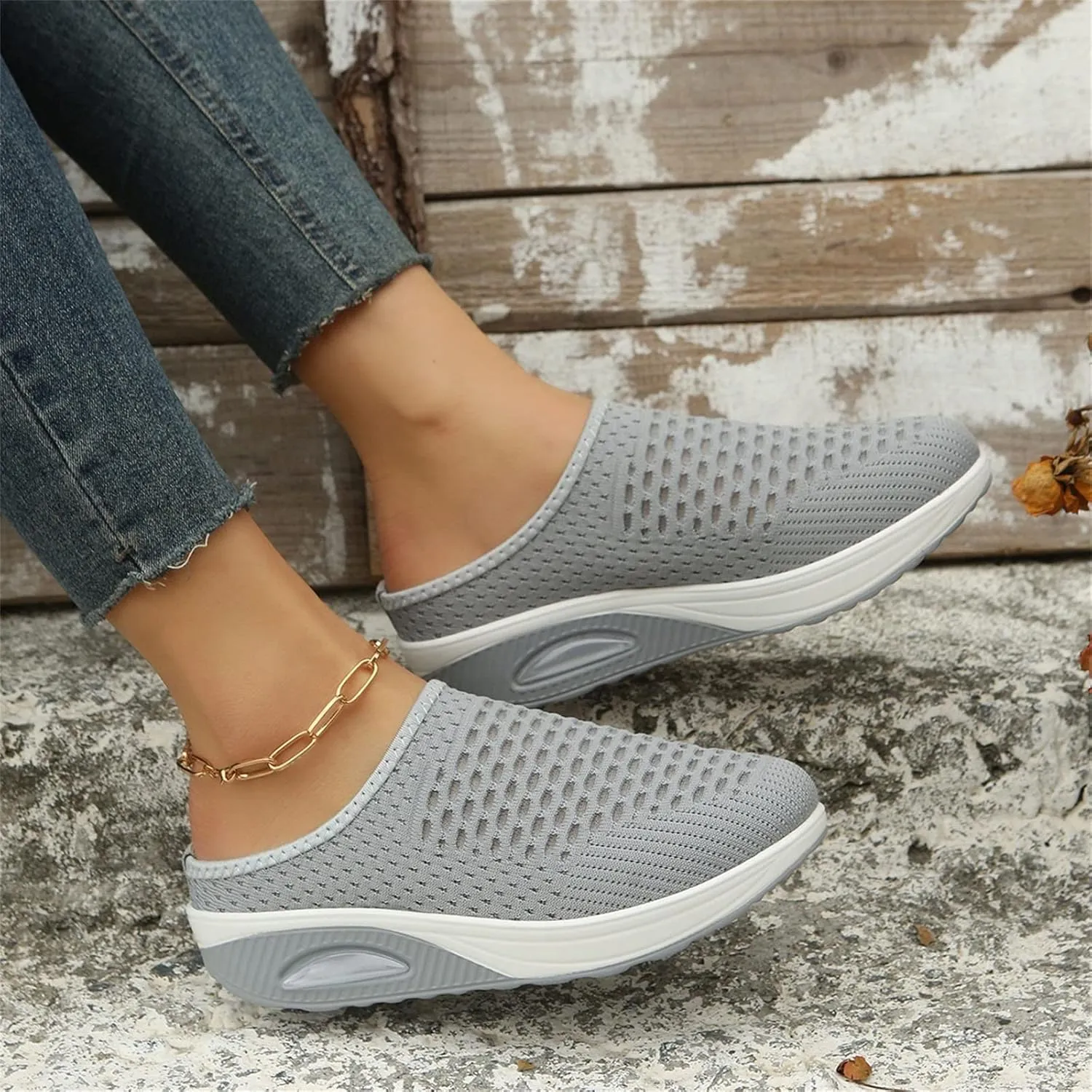 Slip On Sneakers for Women Orthopedic Platform Loafers Breathable Lightweight Running Shoes Summer Open Back Garden Clogs