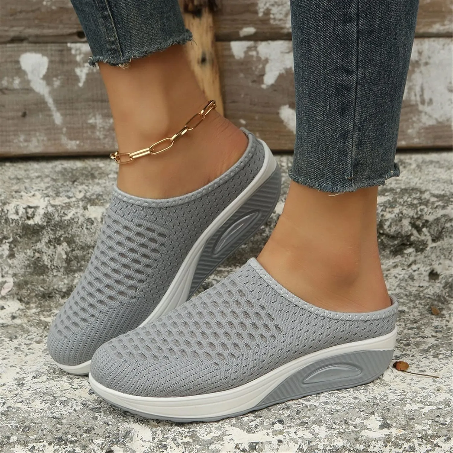 Slip On Sneakers for Women Orthopedic Platform Loafers Breathable Lightweight Running Shoes Summer Open Back Garden Clogs